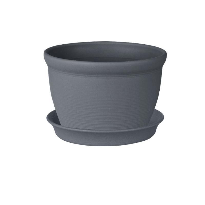 Round indoor plant pot with tray, view 2 - MRSLM