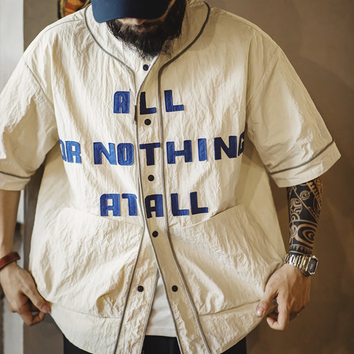 Retro baseball collar short sleeve shirt - MRSLM