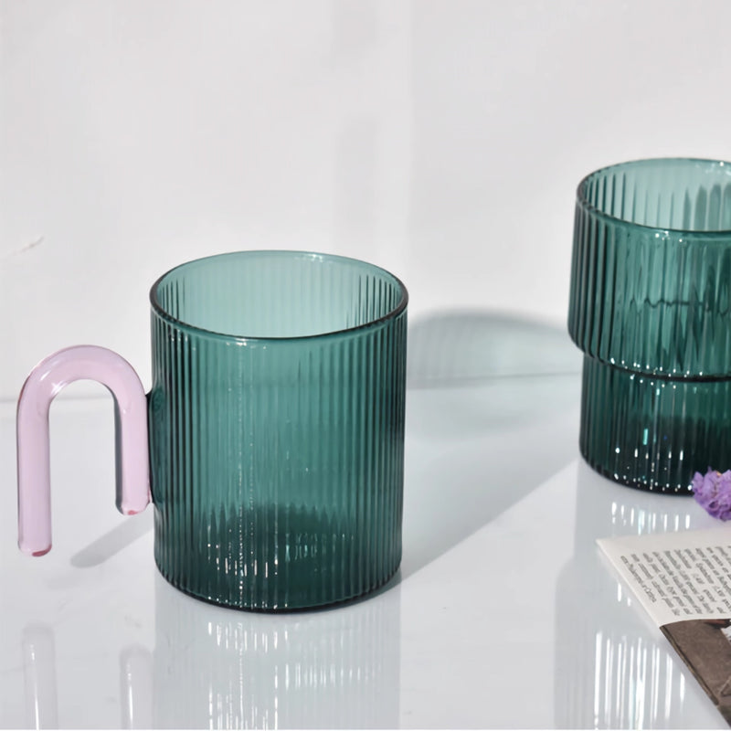 heat resistant glass mug with colorful handle, view 9 - MRSLM