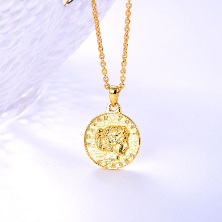 Love Princess Head Coin Silver And Copper Plated 18k Gold Necklace