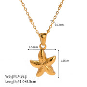 18k gold plated starfish pendant necklace, view 2 - MRSLM