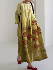 Round neck plus size long dress, view 15 - MRSLM