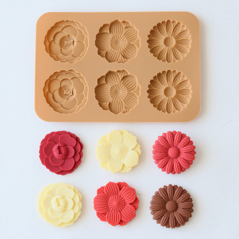 three-flower silicone cookie mold, view 8 - MRSLM