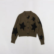 women stars pattern V-neck cardigan, view 3 - MRSLM
