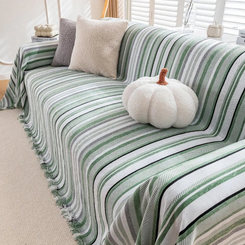 striped chenille sofa cover, view 8 - MRSLM