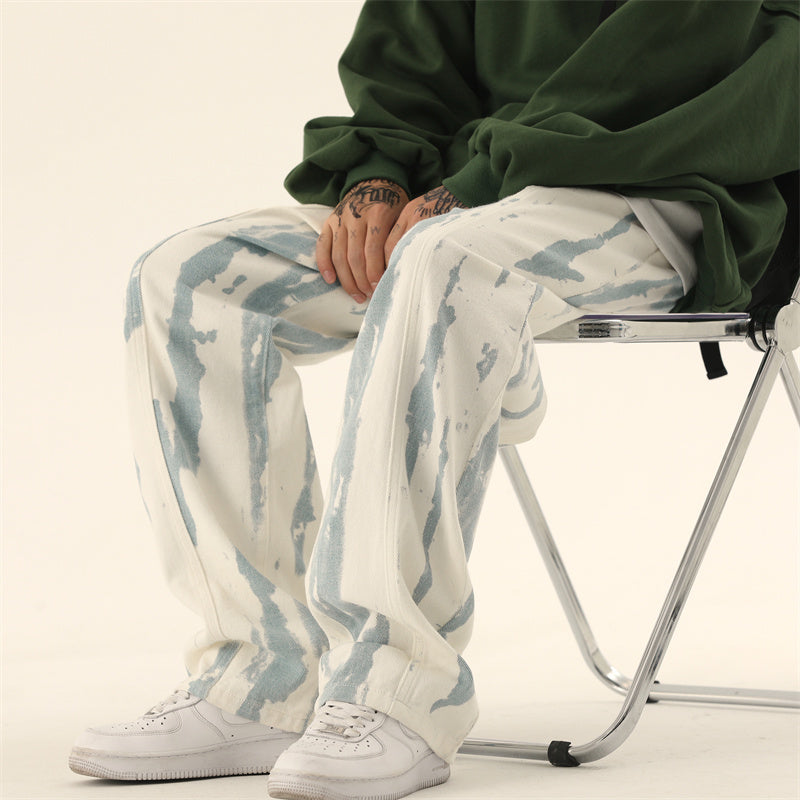 men's tie-dyed draping effect jeans, view 9 - MRSLM