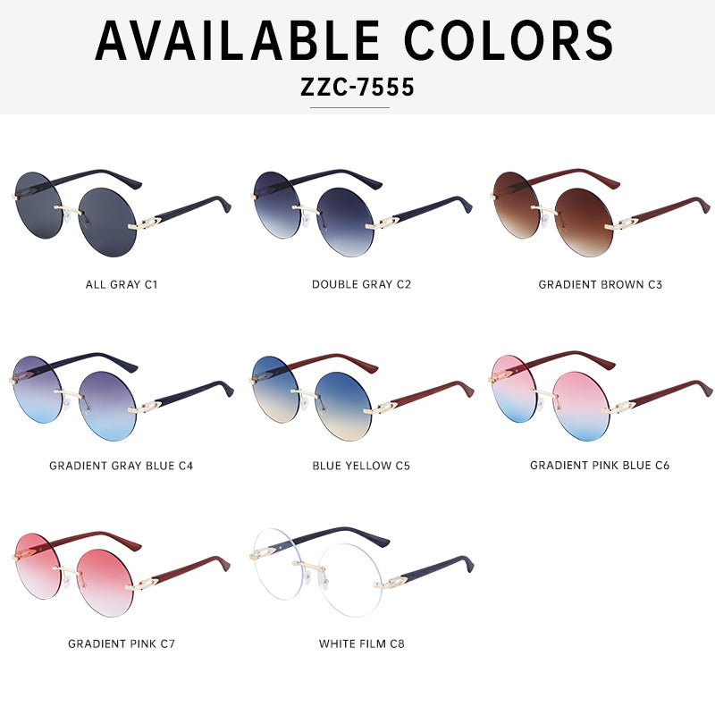 gradient rimless round sunglasses, view 12 - MRSLM