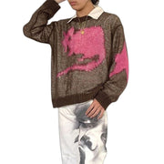 round neck star knit pullover sweater, view 6 - MRSLM