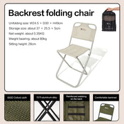 lightweight portable folding chair with backrest, view 2 - MRSLM