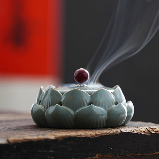 elegant lotus ceramic incense burner - MRSLM