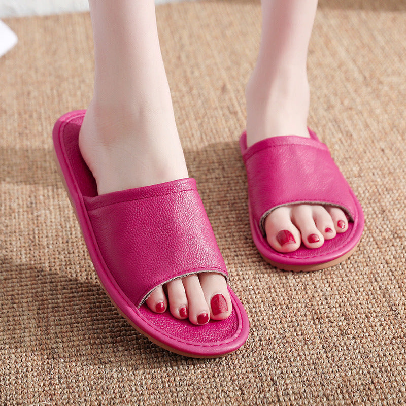 home cowhide leather slippers, view 12 - MRSLM