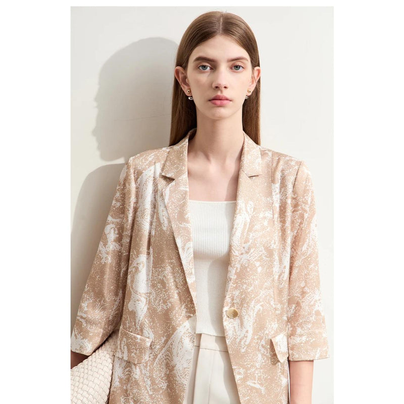 silk stretch printed blazer, view 7 - MRSLM