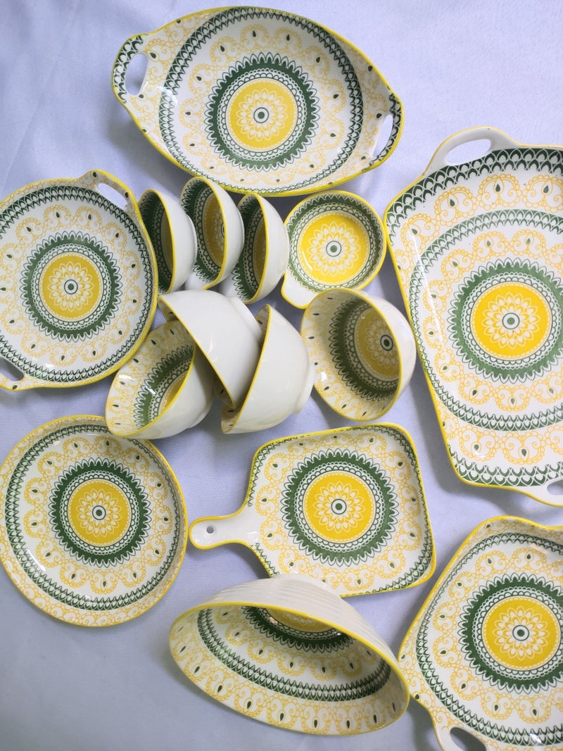 bohemian ceramic plates and bowls set, view 8 - MRSLM