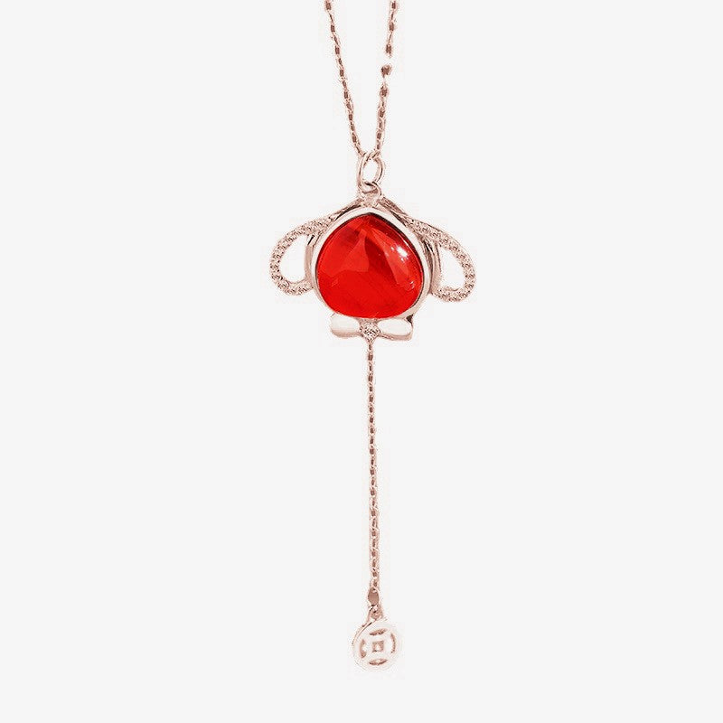 moving rabbit ear necklace, view 5 - MRSLM