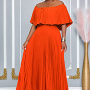 women's off-shoulder pleated dress, view 2 - MRSLM