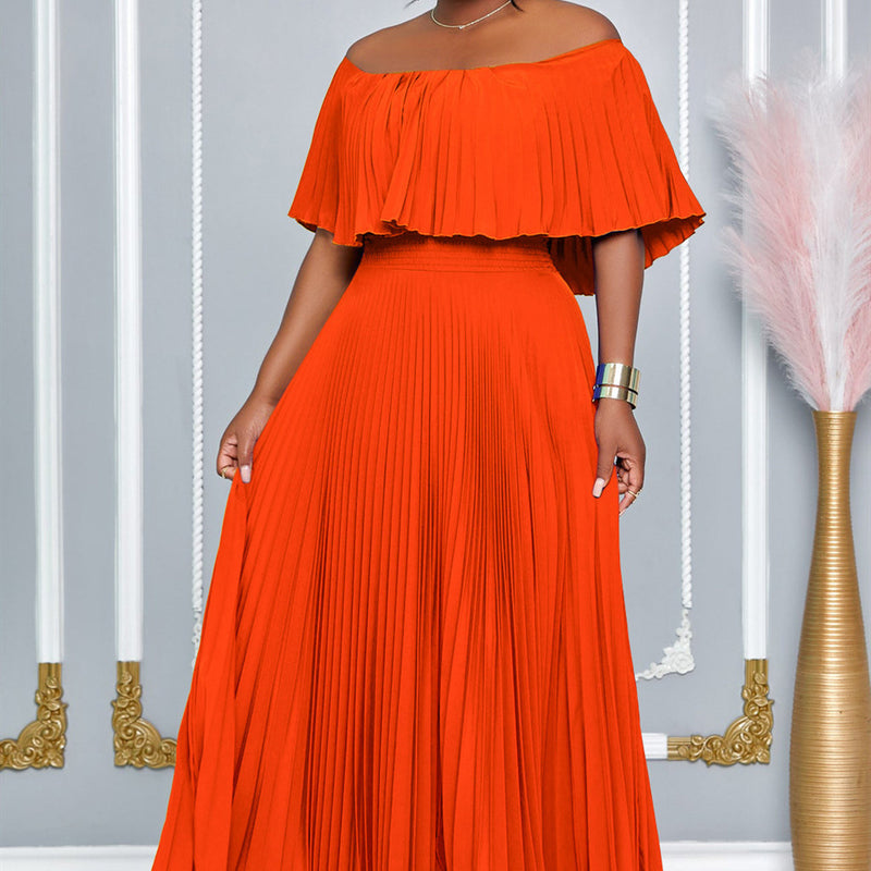 women's off-shoulder pleated dress, view 2 - MRSLM