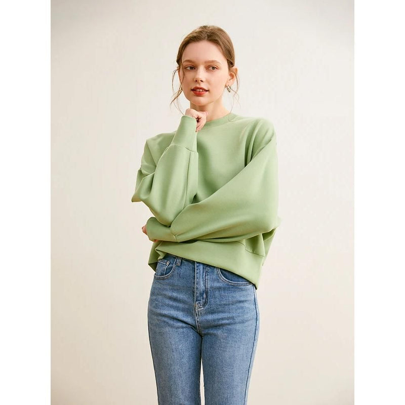 viscose blend O-neck sweatshirt, view 3 - MRSLM