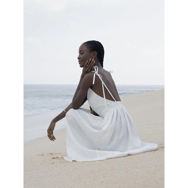 summer breeze cotton v-neck midi dress, view 14 - MRSLM