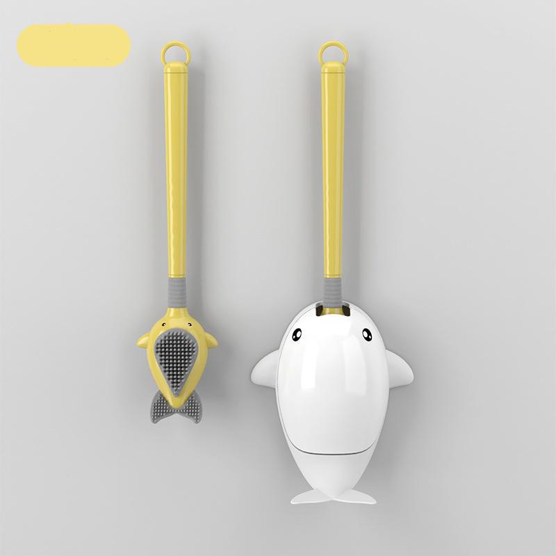 whale-themed silicone toilet brush with wall mount, view 5 - MRSLM