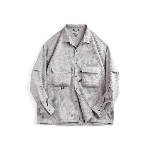 cuban collar seersucker shirt, view 3 - MRSLM