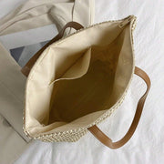 Handmade large woven straw tote bag, view 6 - MRSLM