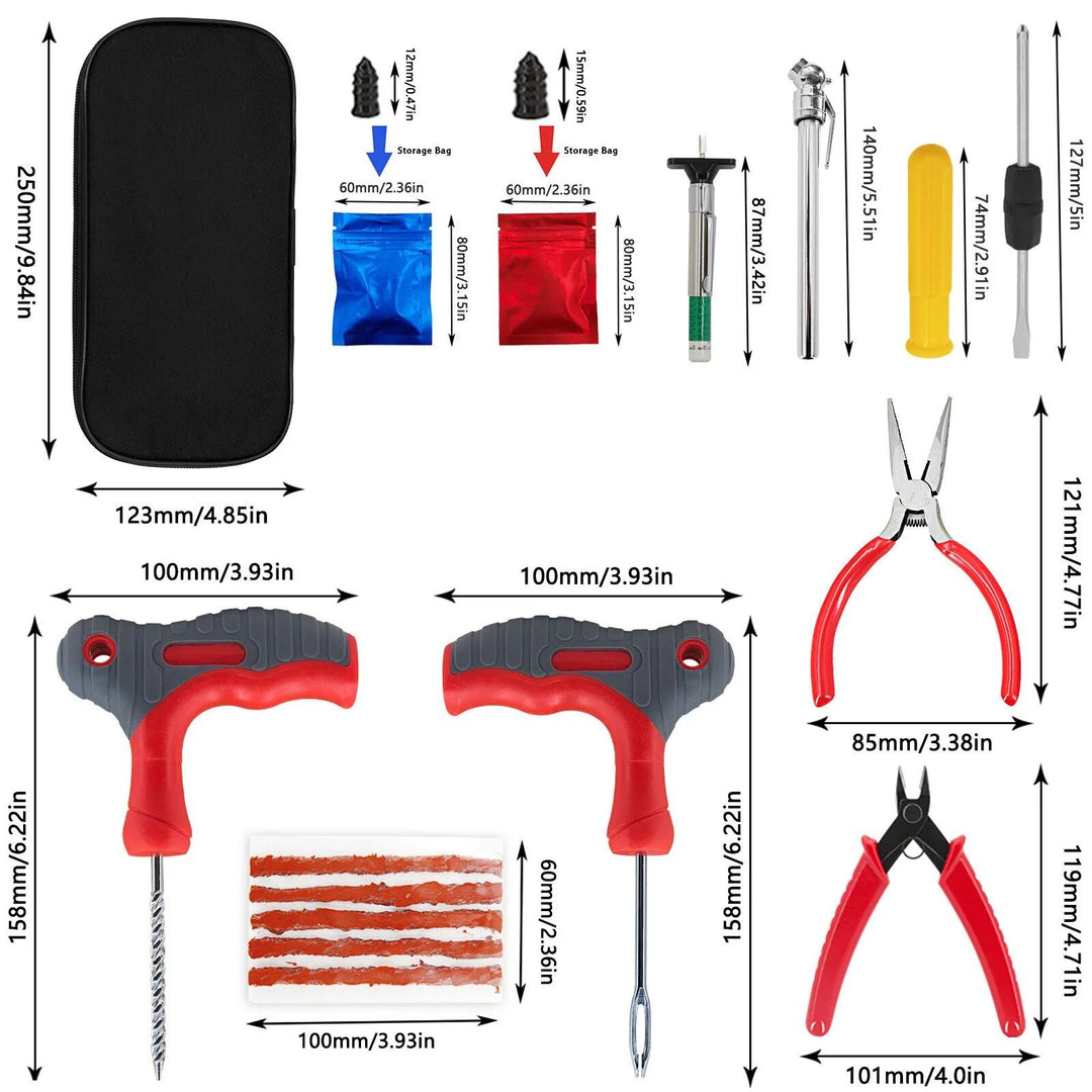 Complete Car Tire Repair & Emergency Tool Set