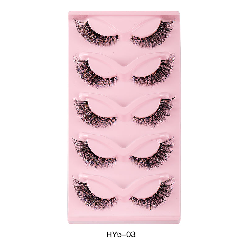 5 pair 3D cat eye fox eye lashes, view 4 - MRSLM