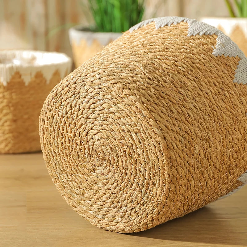 handmade woven planter basket, view 8 - MRSLM