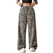 leopard print low waist casual pants, view 3 - MRSLM