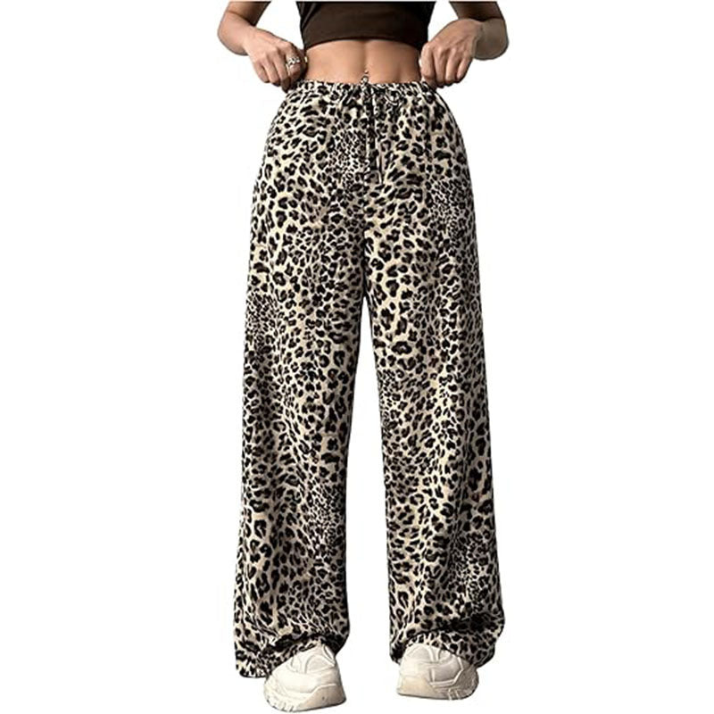 leopard print low waist casual pants, view 3 - MRSLM
