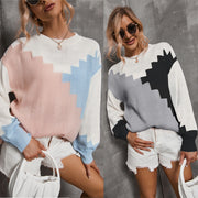 loose patchwork round neck sweater - MRSLM