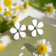 gold daisy earrings, view 2 - MRSLM