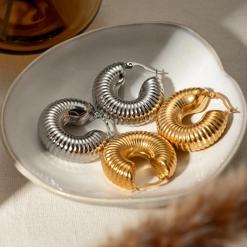 large snail shell hoop earrings, view 6 - MRSLM