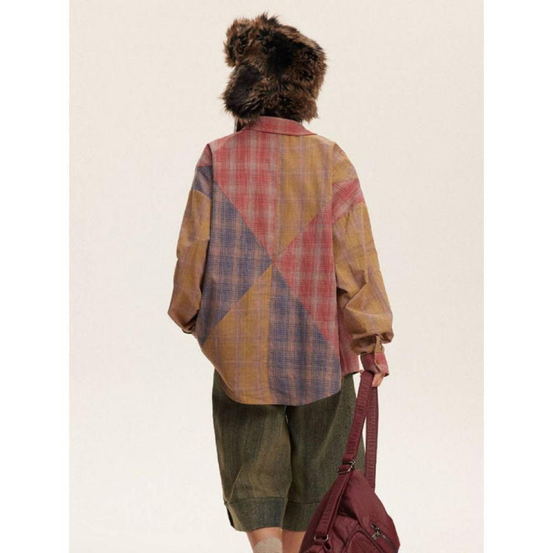women's striped plaid blouse, view 4 - MRSLM