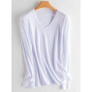 Classic long sleeve V-neck tee, view 4 - MRSLM