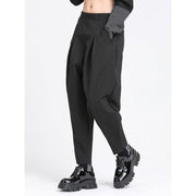 high elastic waist black harem trousers, view 3 - MRSLM