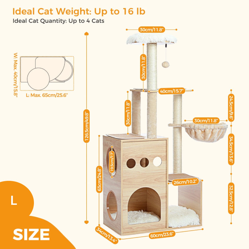 wooden cat tree with sisal posts, view 8 - MRSLM