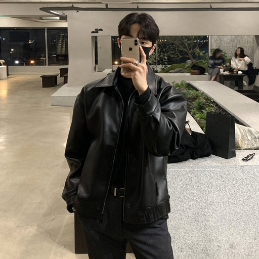 loose vintage PU leather jacket - MRSLM
