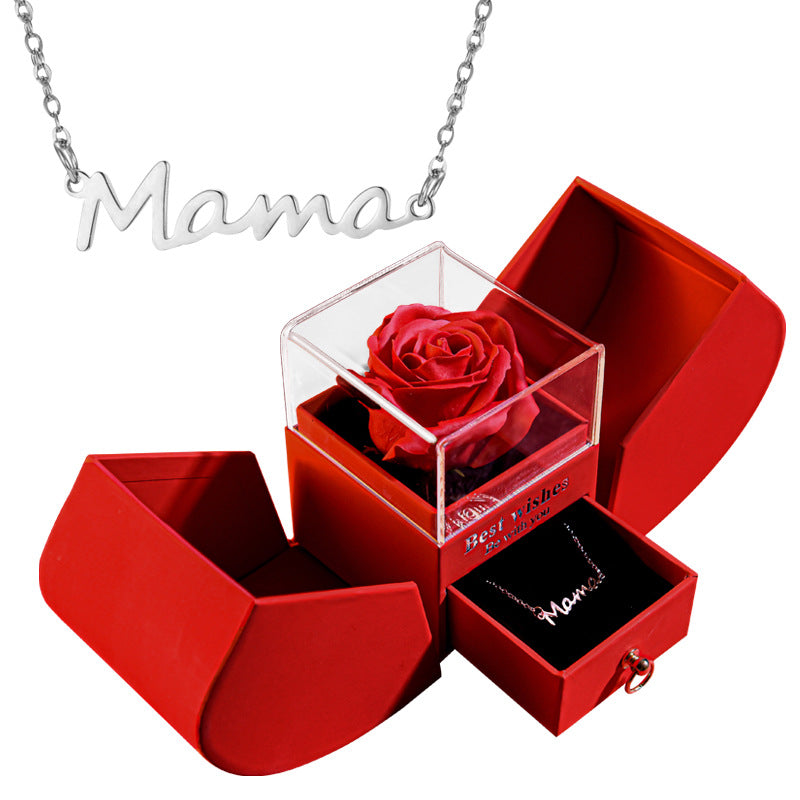 Preserved rose apple gift box with necklace, view 3 - MRSLM