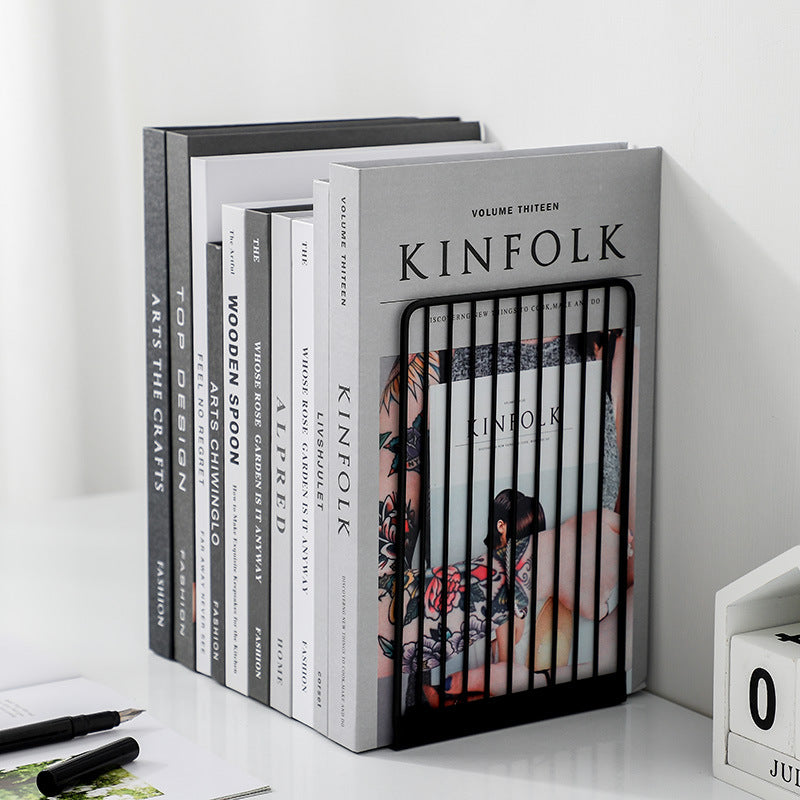 black and white iron bookends, view 13 - MRSLM