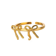 double bow knot gold stainless steel ring, view 6 - MRSLM