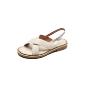 low heel leather gladiator sandals, view 3 - MRSLM