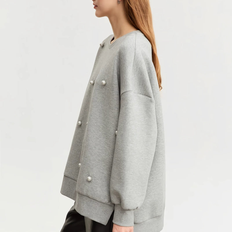 oversized casual pullover with embroidered flares, view 6 - MRSLM