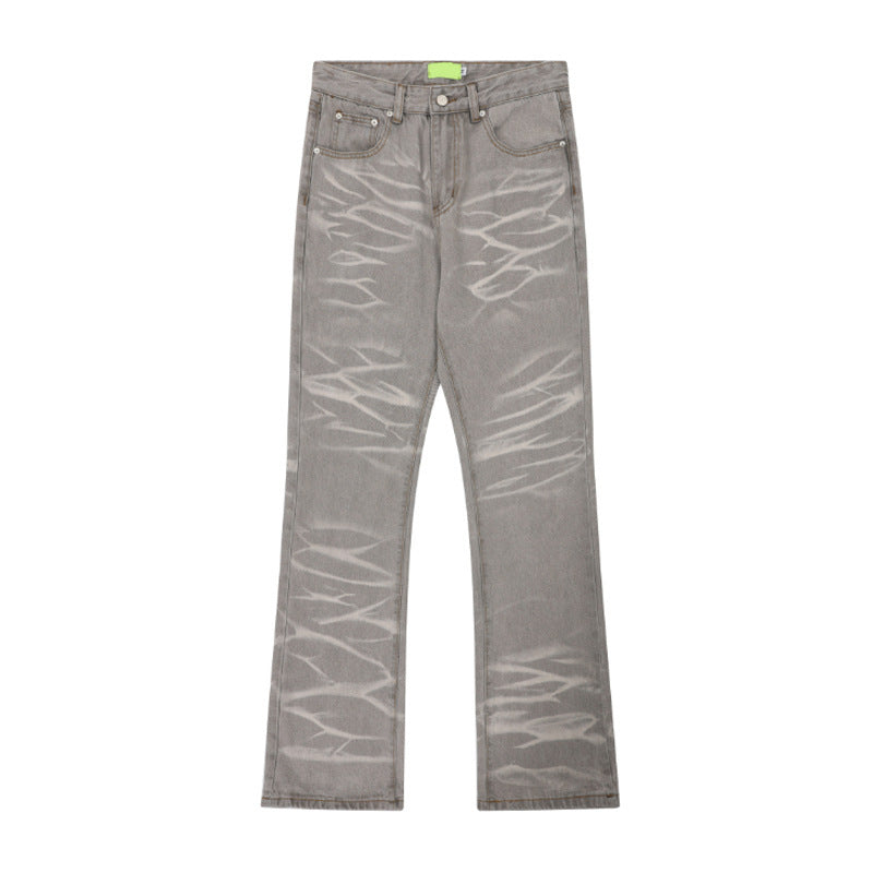 retro washed gray straight jeans, view 3 - MRSLM