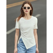 minimalist asymmetric o-neck short sleeve tee, view 5 - MRSLM