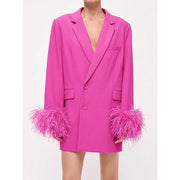 Pink feather spliced blazer, view 2 - MRSLM