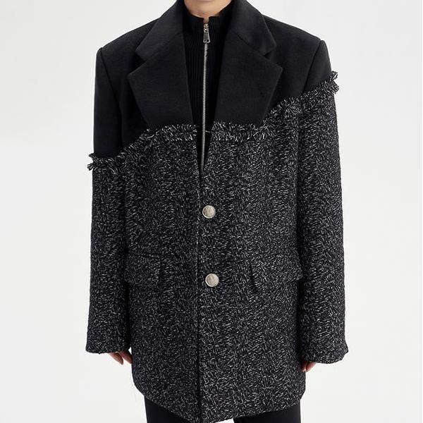 black tweed coat, view 2 - MRSLM