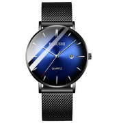 ultra-thin blue dial quartz watch, view 7 - MRSLM