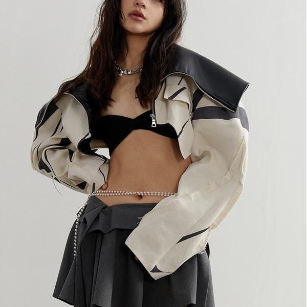 spliced edge short jacket, view 4 - MRSLM