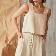 cotton linen sleeveless tank top, view 5 - MRSLM
